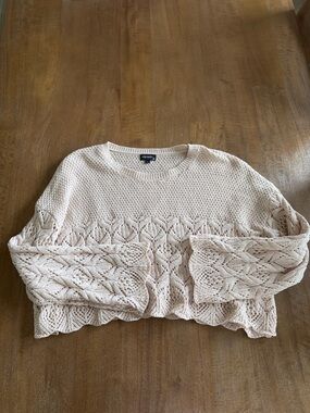 Light Cream Crop Knit Sweater